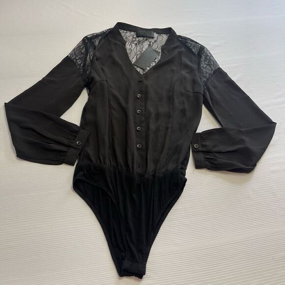 NWT BLAQUE LABEL Black Lacey Bodysuit Size XS NEW - Picture 1 of 12